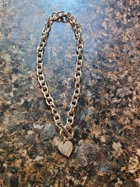 Gold Heart Charm Chain Necklace - Women Jewelry